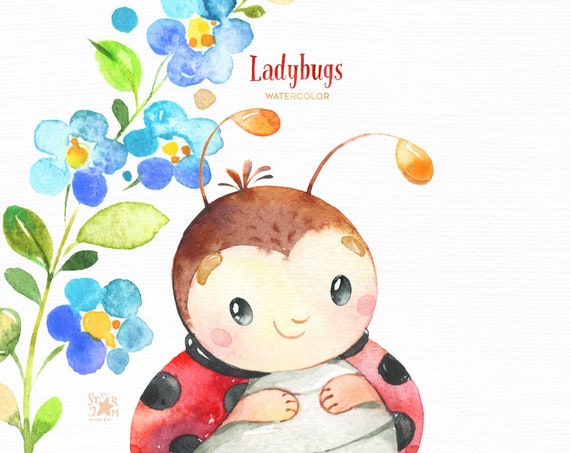 Watercolor Ladybugs Sticker for Sale by silviaol