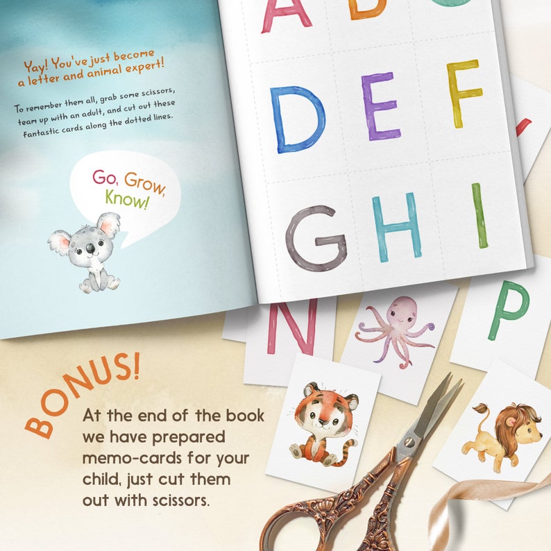 Personalised ABC Animal Boy's Book. Birthday gift for baby boy, First book, Birthday boy's gift, First Alphabet, Baptism, Named book gift image 8