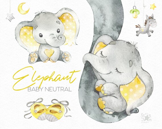 Elephant Baby neutral. Watercolor Elephant baby pillow | Etsy
