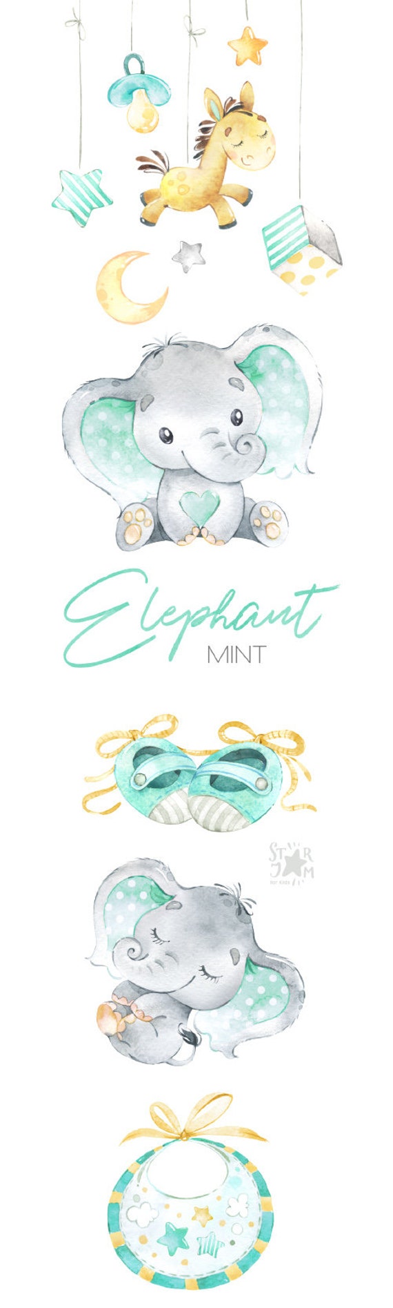 Mint Green Elephant Baby