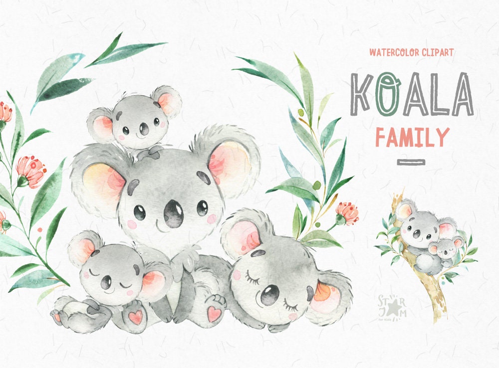 Download Koala Family. Little animals watercolor clipart Australia ...