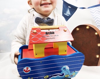 Personalised Noahs Ark , Baptism Gift , Christening gift , First birthday gift , Wooden toy . Personalised gift, gift for baptism .