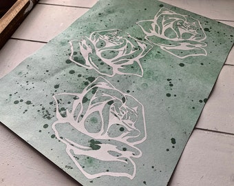 White Roses Foil Print