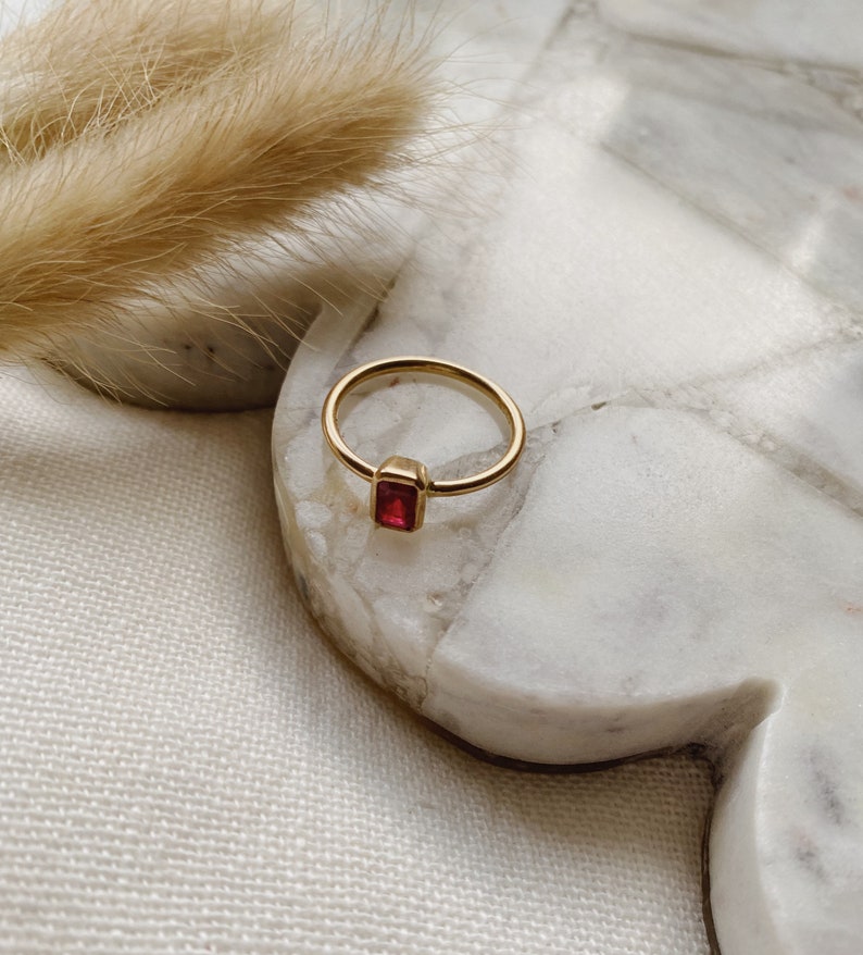 Hand Made Solitaire Ruby Ring. 14ct Yellow Gold. Reclaimed Vintage Ruby. Sustainable. image 5