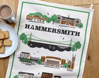 Hammersmith Illustrated Tea Towel