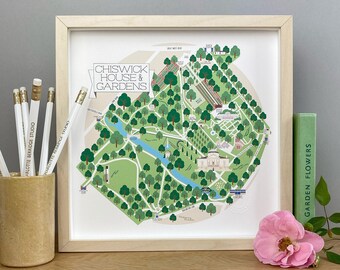 Chiswick House & Gardens Illustrated Map Print