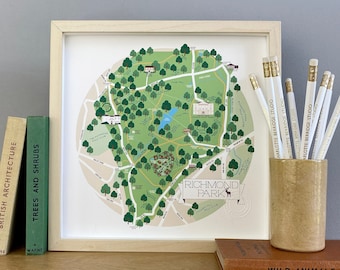 Richmond Park Illustrated Map Print