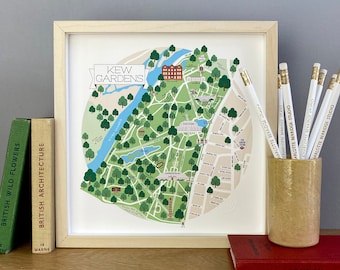 Kew Gardens Illustrated Map Print