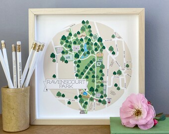 Ravenscourt Park Illustrated Map Print