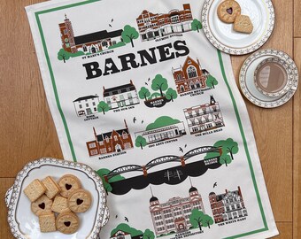 Barnes Illustrated Tea Towel