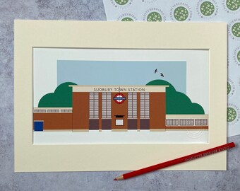 Sudbury Town Station Illustrated Print