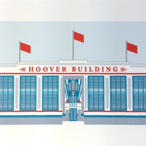Hoover Building Illustrated Print Etsy