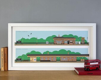 Hanwell Station Illustrated Gilclee Print