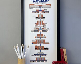 Holden Stations - Piccadilly Line Uxbridge Branch Illustrated Gilclee Print