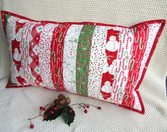 Patchwork kerstkussensloop / Patchwork kussensloop / Gewatteerd kussen / Gewatteerde kussensloop / Kerstkussen / Kerstdecoratie