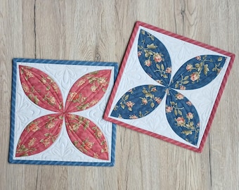 2 posavasos / posavasos para tazas / posavasos individuales de patchwork / posavasos