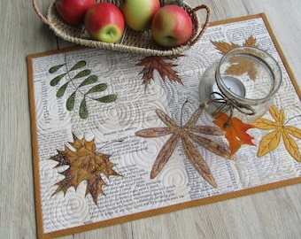 Camino de mesa otoño/Camino de mesa acolchado/Camino de mesa acolchado/Camino de mesa patchwork/Decoración de mesa/Decoración de otoño/Hojas de otoño