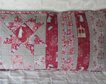 Pachwork kussenhoes/quiltkussen/patchwork kussenhoes/gewatteerde kussenhoes/landelijk patchwork