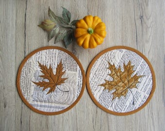 2 Becher Teppich/Mug Rug/Patchwork Platzdeckchen/Untersetzer/Tassenteppich /tassen untersetzer/Herbstdeko