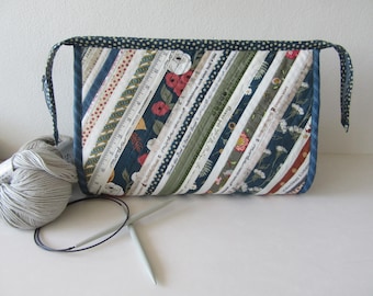 Bolsa para proyectos con cremallera/bolsa para manualidades/bolsa para proyectos de tejido, crochet, costura/parches