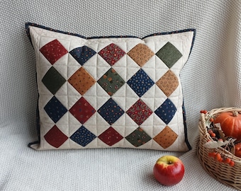 Lapptäcke örngott/quiltad kudde /Lapptäcke örngott/Quiltat örngott/Lantlig lapptäcke