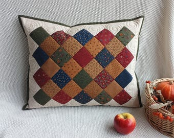 Lapptäcke örngott/quiltad kudde /Lapptäcke örngott/Quiltat örngott/Lantlig lapptäcke