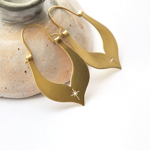 Starburst shields earrings Fantasy warrior Brass celestial jewelry Witchcore magic gift for her