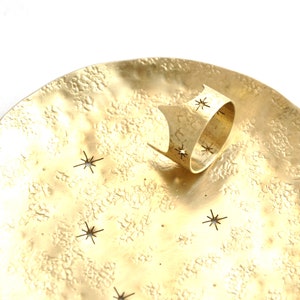 Stars and constellation ring dish Whimsigoth room decor Celestial jewelry holder Witchy things Catchall Gold brass tray Bedroom accessory image 4