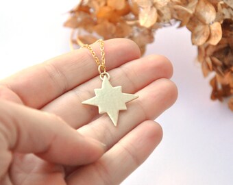 Starburst medallion necklace from brass Tiny star handmade magic talisman pendant