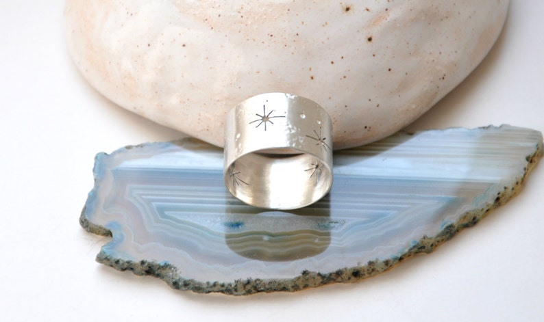 Stars at night ring from silver or brass Space galaxy jewelry Astronomy gift Handmade silversmith Silver solid