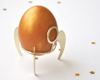 Rocket egg stand Modern brass gold egg holder Breakfast chicken egg cup Metal serveware