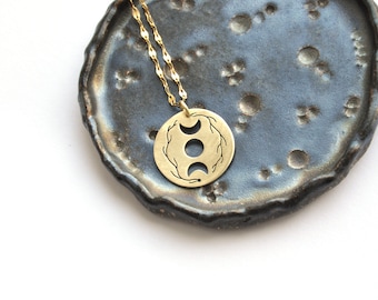 Moon phase coin medallion necklace Moon in the forest Celestial witchy gift Talisman pendant Fairy grunge jewelry