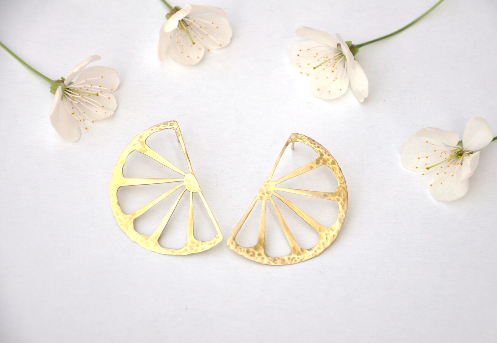 Lemon Fruit Earrings From Brass Summer Beach & Tropical Etsy