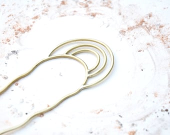 Arch brass hair pin Minimalist hair accessories Handmade hair fork for thick hair Art deco hair clip