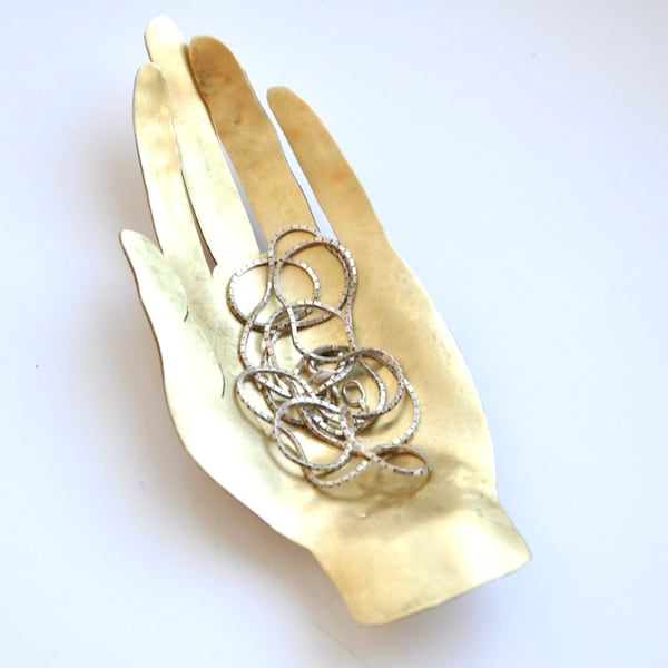 Porte-bague porte-bijoux fait main Plateau en laiton doré Décoration de chambre bohème chiromancie Cadeau pour elle Accessoires de chambre esthétiques Plateau de vanité