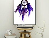 Dream catcher, Printable Wall decor, bohemian decals painting, watercolor illustration, minimalist gypsy travel, Scandinavian  modern