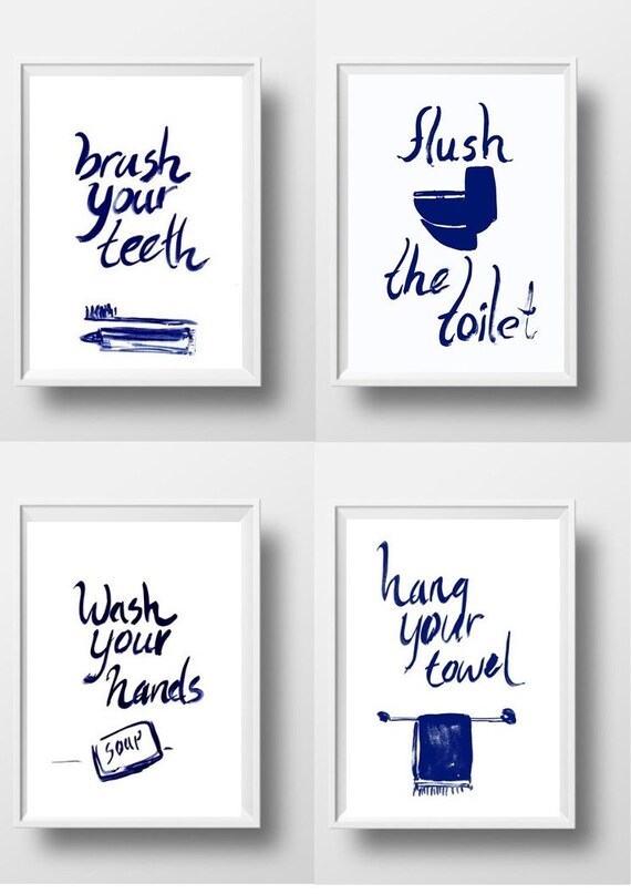 Reglas de baño Set de 4 niños baño regla imprimible pared arte | Etsy