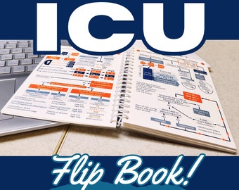 New ICU 92 Page Critical Care Drip Flip Book Intensive Care CCRN Travel nurse Lab Waterproof Fits in scrub pocket Perfect Gift Nursing KAMP