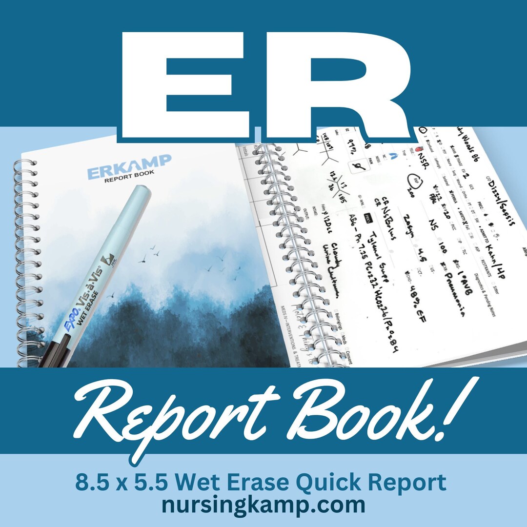 NEW ER 40 Page Emergency Room Report Book Travel Nurse Labs Waterproof
