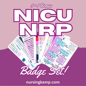 NRP Nicu 5 badge Set Neonatal Ped Pediatric Neonatal Picu Maternity L&D Doctor Medical Intern 8th Reference Badge ID Nursing NP  Clinical