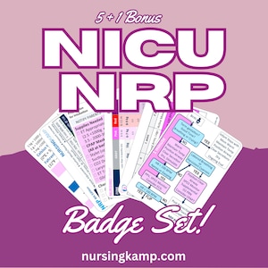 NRP Nicu 5 badge Set Neonatal Ped Pediatric Neonatal Picu Maternity L&D Doctor Medical Intern 8th Reference Badge ID Nursing NP  Clinical