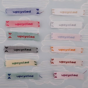 6 UPCYCLED Sew in labels - pastel and bright sets - woven cotton clothing tags - personalise your handmade sewing and me mades