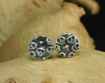 Boucles d'oreilles clous mini crânes argent 925, 40141