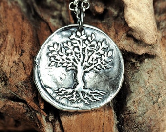 Collier avec pendentif arbre de vie forêt nature en argent sterling, 40146