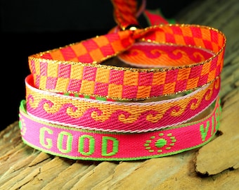 Festival bracelet GOOD VIBES friendship bracelet Boho Ibiza style bracelet with message meaning gift summer holiday accessory, 40160