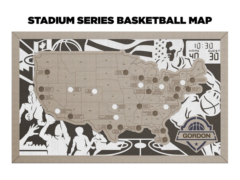 Basketball Random Locations Laser Engraved Basketball Stadium Travel Map, Sports Gift - Etsy