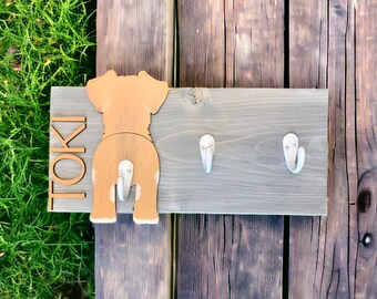 Dog Leash Hook / 2 Additional Hooks Leash Holder / Laser / Dog Hook / Dog / Leash Hook / Dog Butt / Dog Leash Hook / Wood Art / Personalized