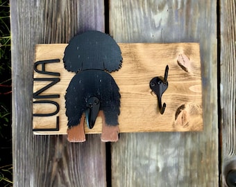 Dog Leash Hook / Additional Hook Leash Holder / Laser / Dog Hook / Breed Specific Dog Butt / Dog Leash Hook / Leash Storage / Wood / Custom