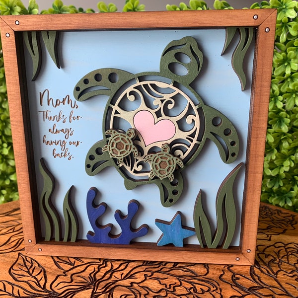 Mother Thanks for Always Having Our Backs Sea Turtle Sign / Mother's Day / Sea Turtles / Ocean Decor / Mom Gift / Mom Love / Mother / Mama