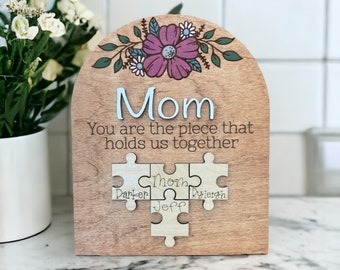 Mother's Day Puzzle Keepsake Sign / Floral / Flowers / Puzzle Piece / Family Tree / Mother's Day / Piece That Holds /Grandma / Custom Family